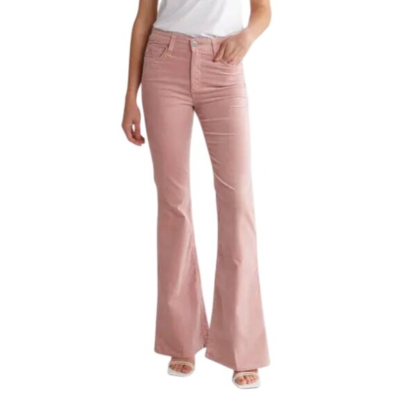 AG Adriano Goldschmied Size 27 Women's The Quinne High Rise Flare Pink Jeans - Picture 1 of 7